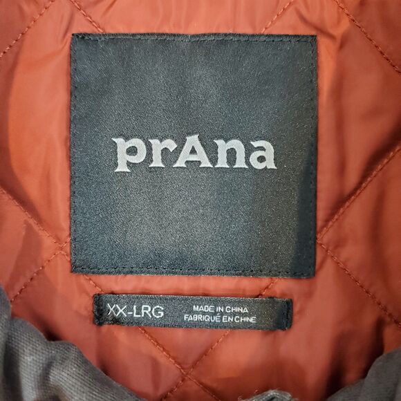 PrAna Mens Trembly Canvas Chore Vest Quilted Gray XXL Workwear Barn Coat Gorp - Picture 11 of 13